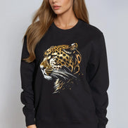 Black Leopard Gold Foil Print Sweatshirt