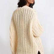Cream Chunky Knit Cardigan with Pockets
