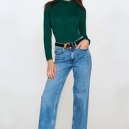 Green Turtleneck Long Sleeve Top