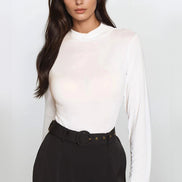 White Turtleneck Long Sleeve Top