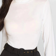 White Turtleneck Long Sleeve Top