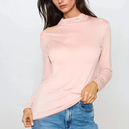 Blush Pink Turtleneck Long Sleeve Top