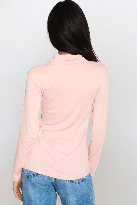 Blush Pink Turtleneck Long Sleeve Top