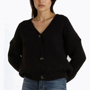 Black V-Neck Knit Cardigan