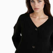 Black V-Neck Knit Cardigan