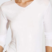 White V Neck Long Sleeve Top