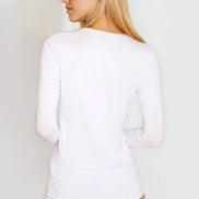 White V Neck Long Sleeve Top