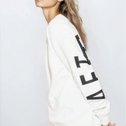 White Aftershock Logo Crewneck Oversized Sweatshirt