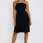 Black Shirred Bandeau Mini Dress