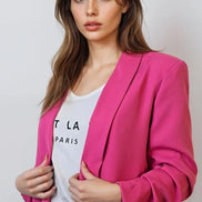 Fuchsia Blazer with Ruched Sleeves