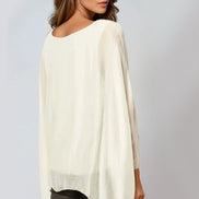 Beige Silk Batwing Sleeve Blouse