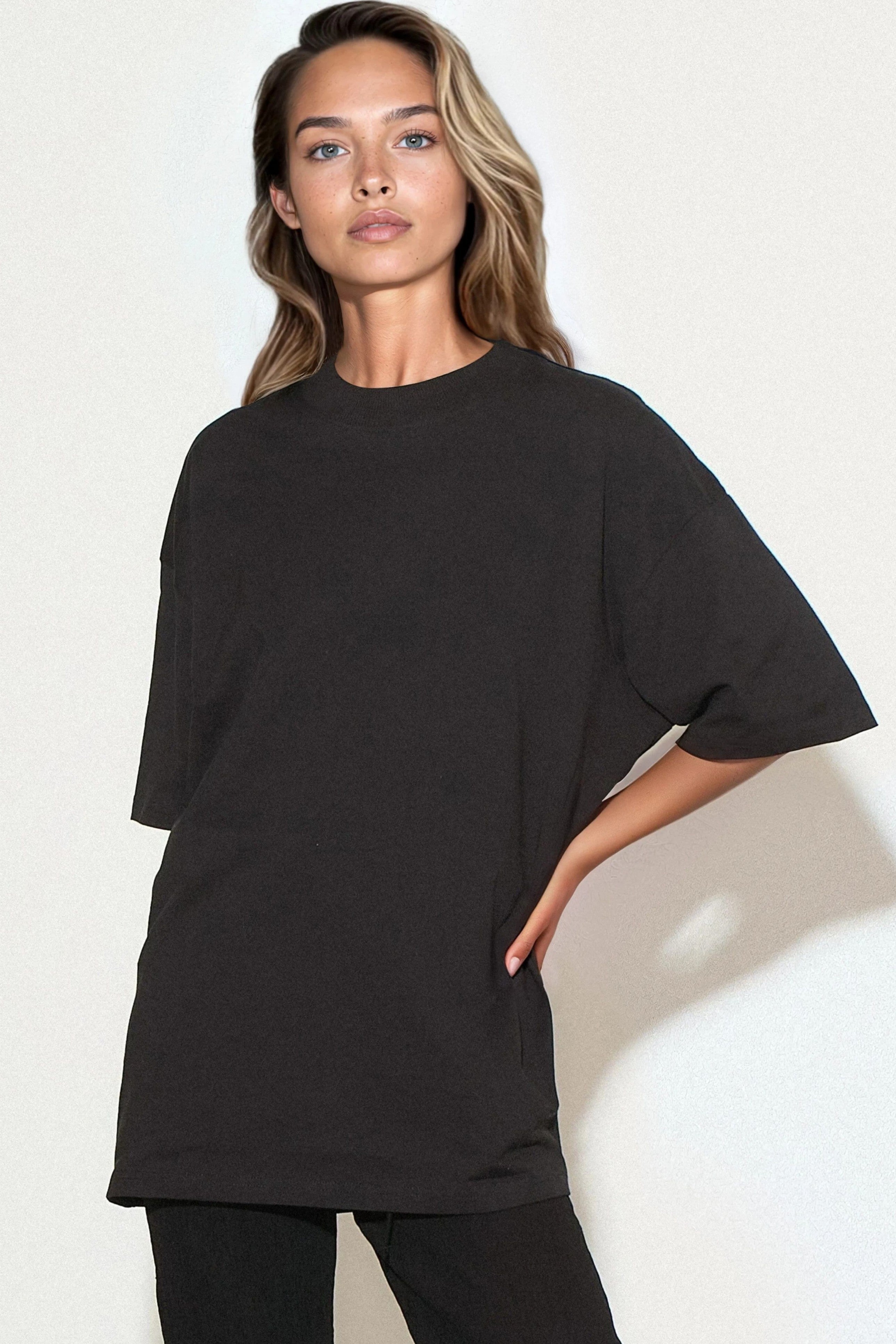 Black Logo Cotton Oversized T-Shirt