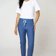Denim Blue Stretch Drawstring Trousers