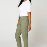 Khaki Stretch Drawstring Trousers