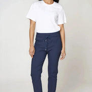 Navy Stretch Drawstring Trousers