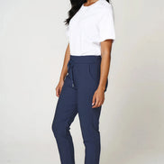 Navy Stretch Drawstring Trousers