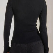 Black Ribbed Roll Neck Jumper