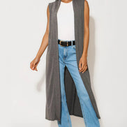 Charcoal Sleeveless Longline Maxi Cardigan