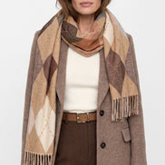 Beige Argyle Pattern Scarf