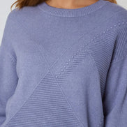 Denim Blue Geometric Knitted Jumper