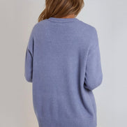 Denim Blue Geometric Knitted Jumper