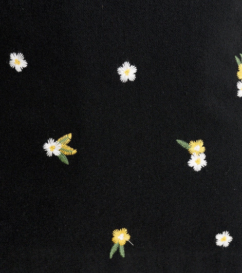 Buffy Daisy Tweed Midi Skirt - Black