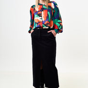 Balthazar Babycord Midi Pencil Skirt - Black