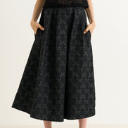 Belita Bow Black Jacquard Midi Skirt