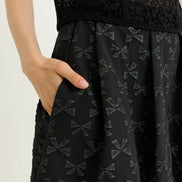 Belita Bow Black Jacquard Midi Skirt
