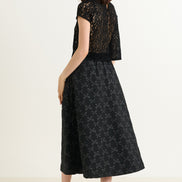 Belita Bow Black Jacquard Midi Skirt