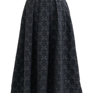 Belita Bow Black Jacquard Midi Skirt