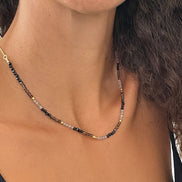 Milos Mixed Gemstone Beaded Necklace  Black Onyx, Smoky Quartz & Labradorite