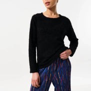 Blanka Eyelash Rib Long Sleeve Jumper - Black