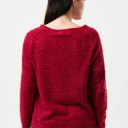 Blanka Eyelash Long Sleeve Jumper - Red
