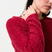 Blanka Eyelash Long Sleeve Jumper - Red