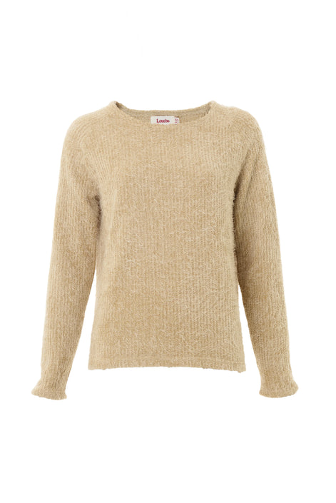 Blanka Eyelash Long Sleeve Jumper - Beige