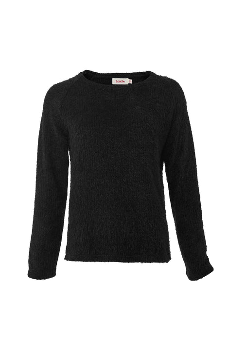 Blanka Eyelash Rib Long Sleeve Jumper - Black