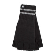Mens Hi Vis Reflective Fleece Lined Thermal Winter Fingerless Gloves