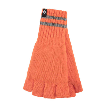 Mens Hi Vis Reflective Fleece Lined Thermal Winter Fingerless Gloves