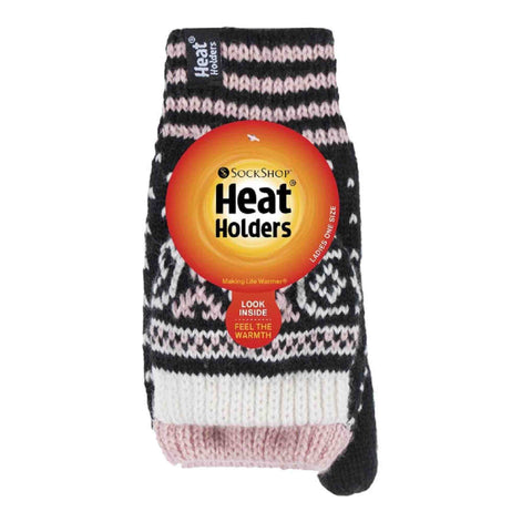 Ladies Warm Fairisle Patterned Thermal Fingerless Converter Gloves