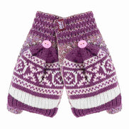 Ladies Warm Fairisle Patterned Thermal Fingerless Converter Gloves