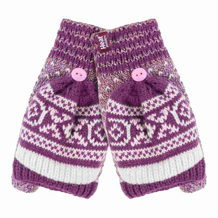 Ladies Warm Fairisle Patterned Thermal Fingerless Converter Gloves
