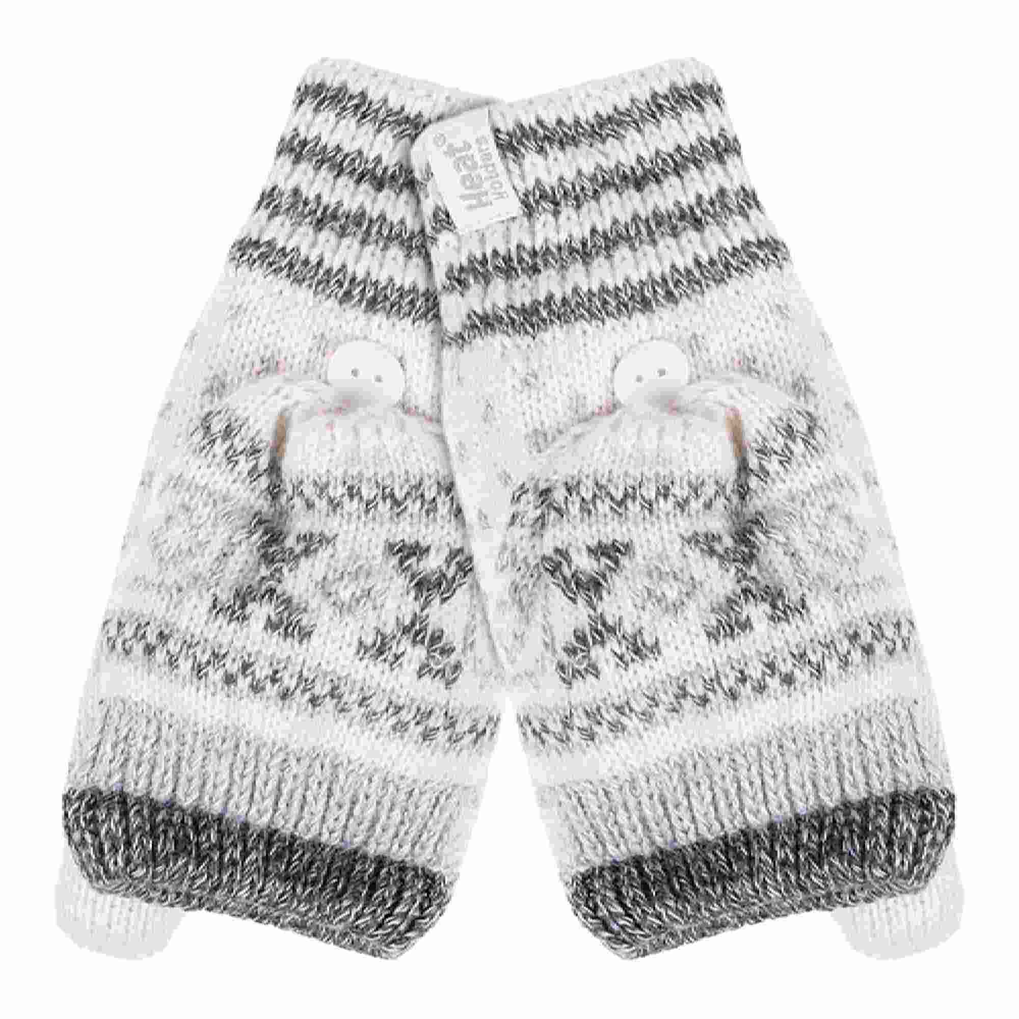 Ladies Warm Fairisle Patterned Thermal Fingerless Converter Gloves