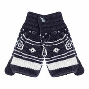 Ladies Warm Fairisle Patterned Thermal Fingerless Converter Gloves