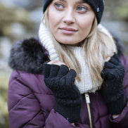 Ladies Cable Knitted Winter Thermal Fingerless Gloves
