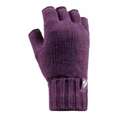 Ladies Knitted Fleece Lined Winter Thermal Fingerless Gloves