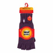 Ladies Knitted Fleece Lined Winter Thermal Fingerless Gloves