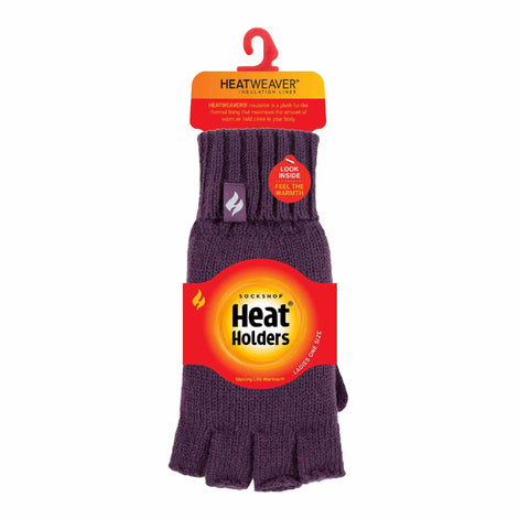 Ladies Knitted Fleece Lined Winter Thermal Fingerless Gloves