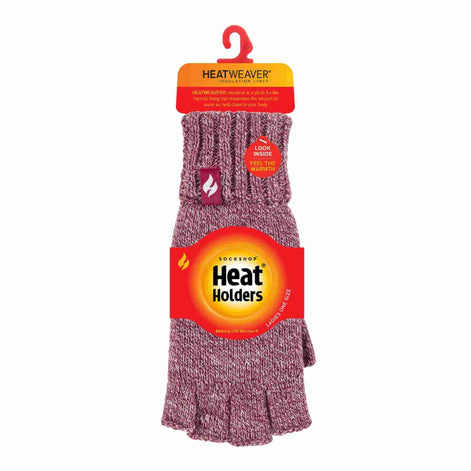 Ladies Knitted Fleece Lined Winter Thermal Fingerless Gloves