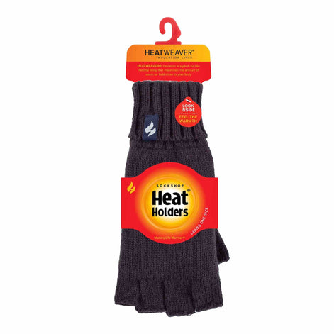 Ladies Knitted Fleece Lined Winter Thermal Fingerless Gloves
